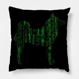 Lilly the Shiba Inu Silhouette - Matrix on Black Pillow