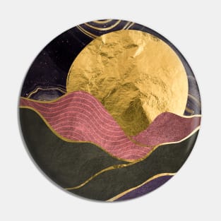 Gold landscape with moon #3 Pin