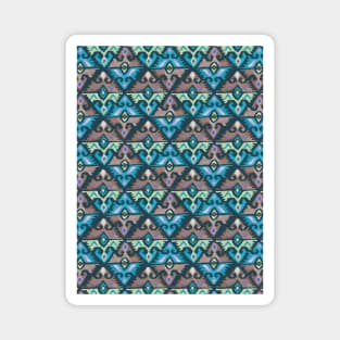 Ethnic geometric carpet  blue brown Magnet