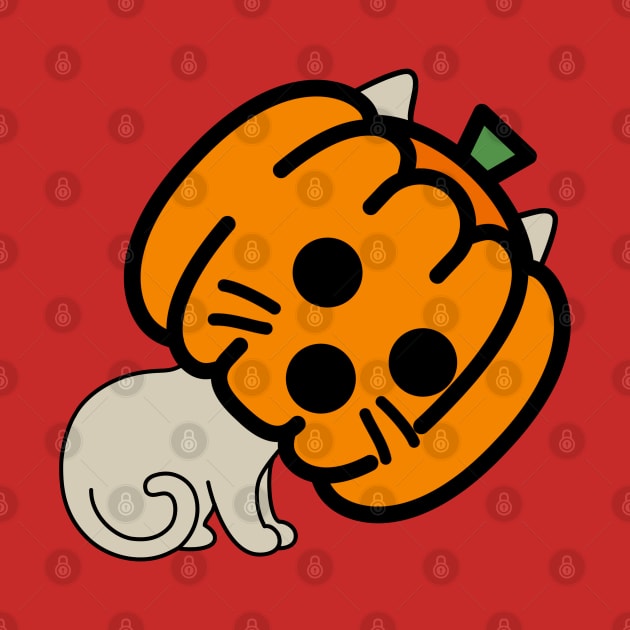 Surprised Pumpkin Mask Cat by GlanceCat
