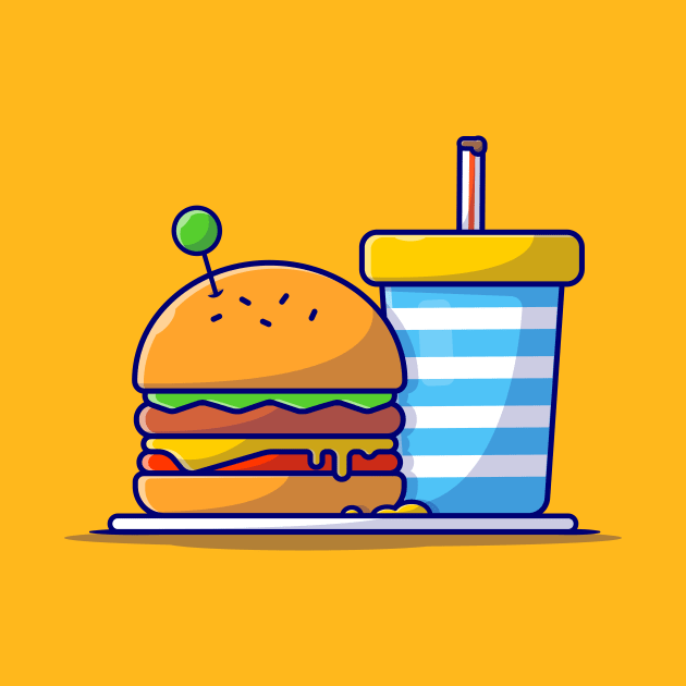 Burger And Soda Cartoon Vector Icon Illustration (2) by Catalyst Labs