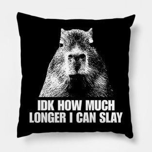 Idk How Much Longer I Can Slay Capybara Sarcastic Dank Meme Shirt Edgy Meme Quote Funny Meme Pillow