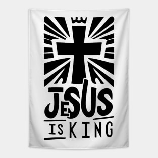 Christian Typography Art - Jesus Is King Tapestry