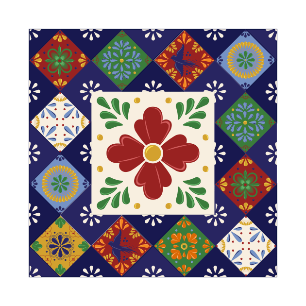 Mexican Talavera Floral Pattern by Akbaly by Akbaly