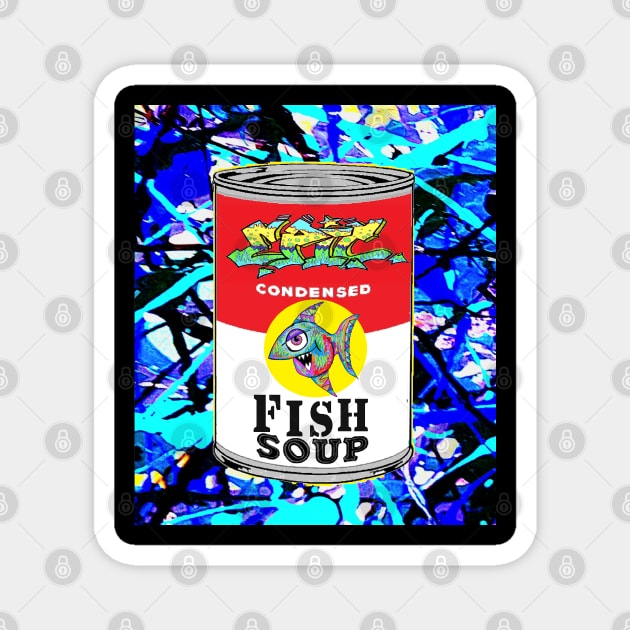 pop art fish soup 77 Magnet by LowEndGraphics