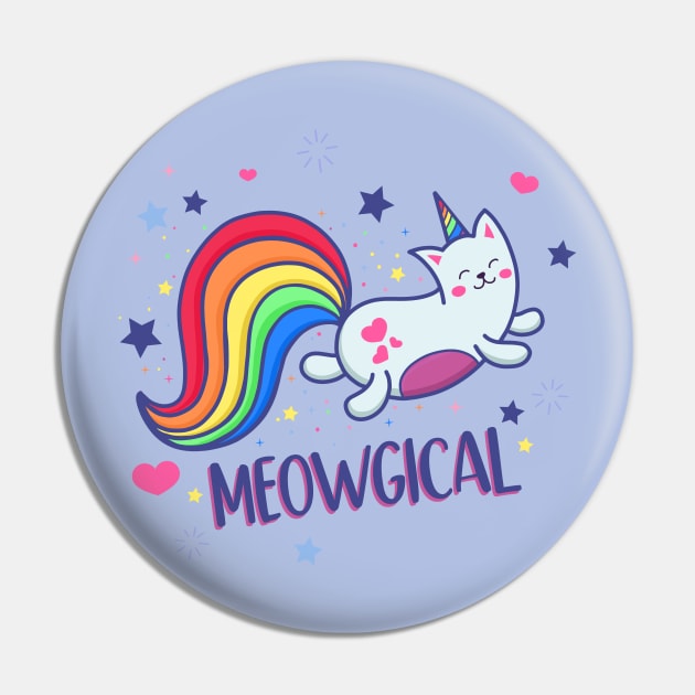 Meowgical Magical Rainbow Kitty Cat Unicorn Pin by LittleBunnySunshine