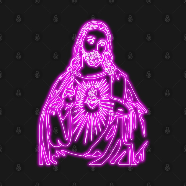 Sacred Heart of Jesus Christ - pink neon by la chataigne qui vole ⭐⭐⭐⭐⭐