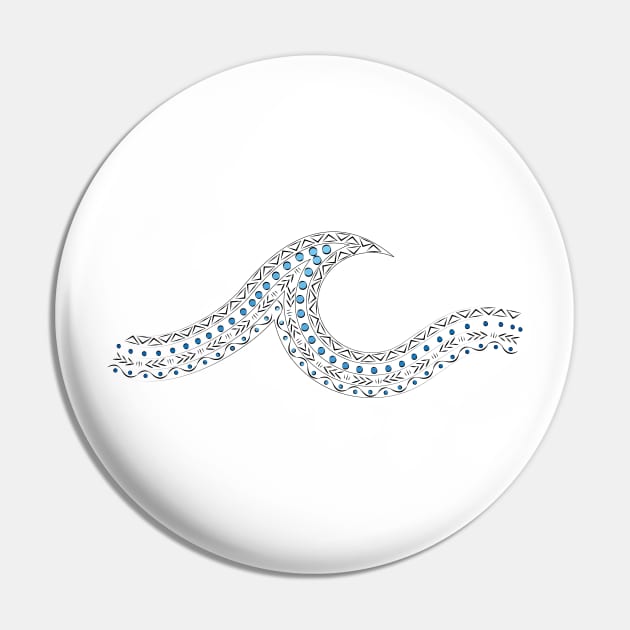 Tribal Blue Wave Pin by JDP Designs