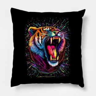 Bored Screaming Psychedelic Tiger Pillow