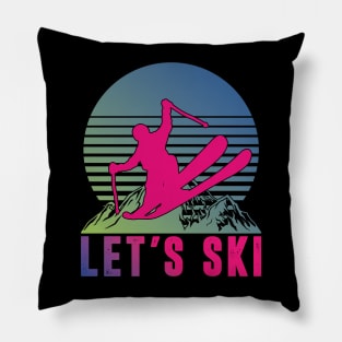 Vintage Ski Racing Retro Skiing Winter Sports Lovers Skier Pillow