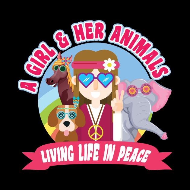 'A Girl and Her Animals' Cool Hippie Peace Retro by ourwackyhome