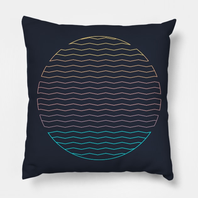 Wavelength Sunset Pillow by rmtees