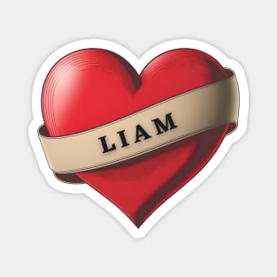 Liam - Lovely Red Heart With a Ribbon Magnet