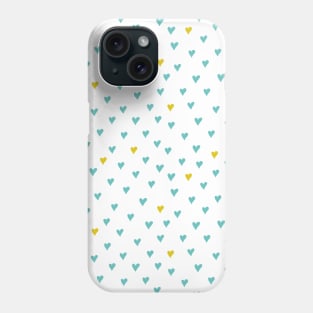 Pattern with blue and yellow hearts Phone Case