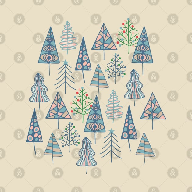 CHRISTMAS TREES Doodle Xmas Winter Hygge Holidays - UnBlink Studio by Jackie Tahara by UnBlink Studio by Jackie Tahara