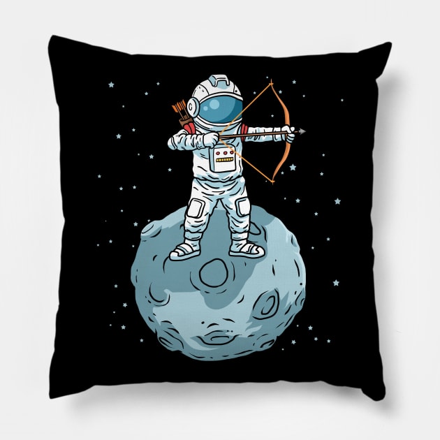 Archery Gifts Kids Longbow Astronaut Gift Kids Bow Archery Pillow by PomegranatePower