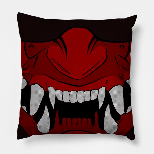 samurai mask Pillow by Thracian Mecan