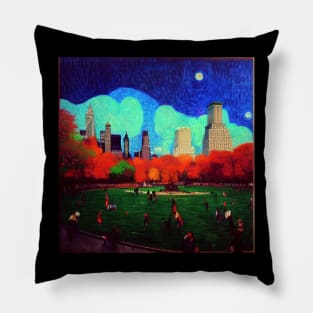 Central Park New York painting, Vincent van Gogh style, oil on canvas Pillow