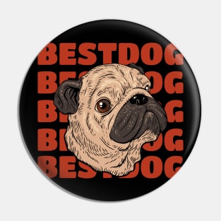 Pug Best Dog TShirt Pin