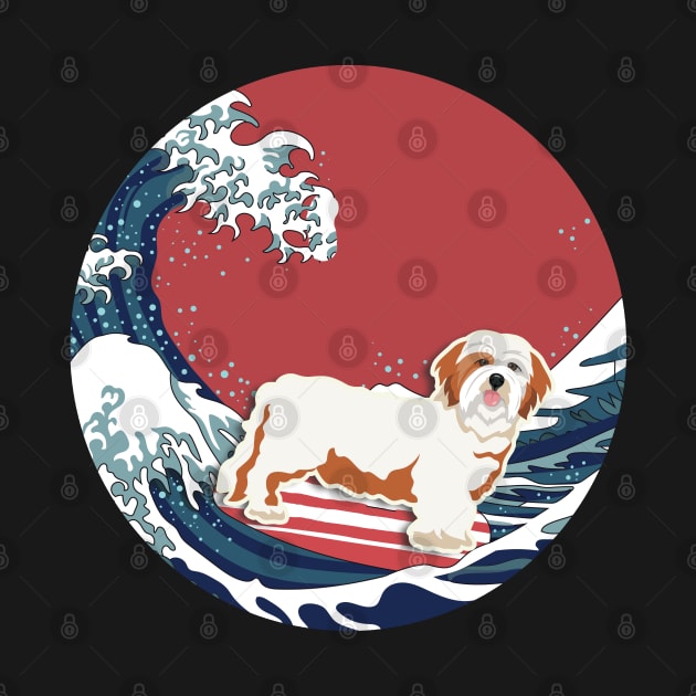 Lhasa Apso Gifts - Ocean Waves Surfing Lhasa Apso.  Gifts For Lhasa Apso Moms, Dads & Owners by StudioElla