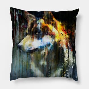 Abstract Wolf Portrait Pillow