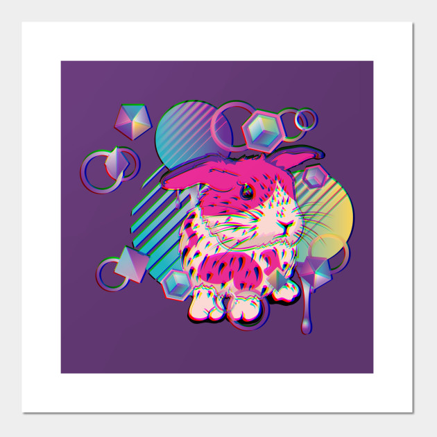 Techno bunny with patterns - Bunny - Posters and Art Prints | TeePublic