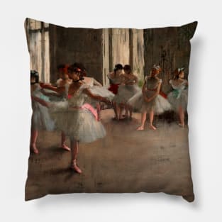 Edgar Degas the rehearsal Before the Ballet Ballerina Dancers Orange Autumn fall Gift Pillow