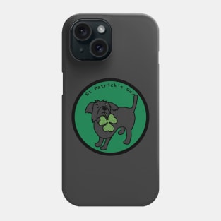 St Patricks Day with Cute Dog and Shamrock Phone Case