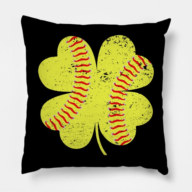 Shamrock Shirt Shamrock Softball St Patrick's Day Shamrock Pillow by Nikkyta