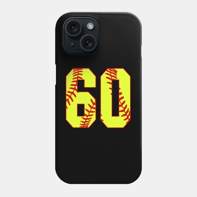 Fastpitch Softball Number 60 #60 Softball Shirt Jersey Uniform Favorite Player Biggest Fan Phone Case by TeeCreations