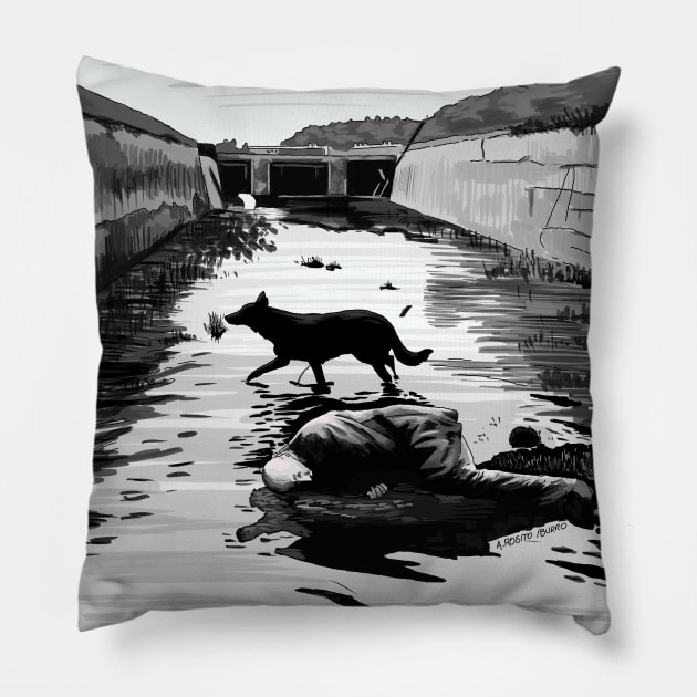 Stalker by Tarkovski Scene Illustration Pillow by burrotees