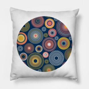 Colorful circles on dark blue seamless pattern Pillow