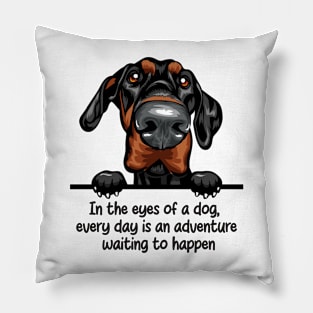 In the eyes of a dog,  every day is an adventure  waiting to happen Pillow