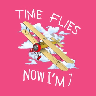 Time Flies Now I'm 7 Airplane Kid Birthday T-Shirt