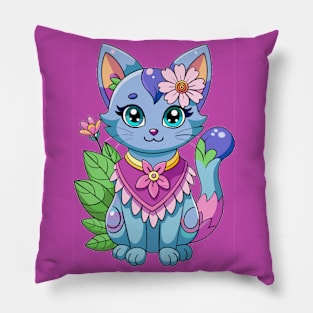 Blue Kitty Pillow