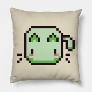 Green Pixel Cat - Kawaii Retro Pixel Art Pillow