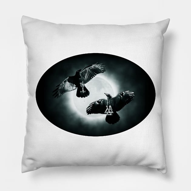 Huginn and Muninn Pillow by CasperArt1