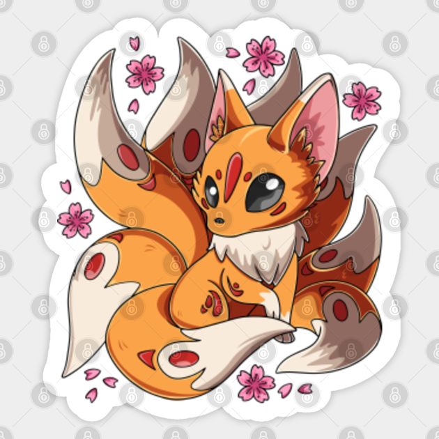 Kawaii Kitsune Fox Japanese Nine Tailed Fox Magical Creature - Kitsune Fox - Sticker | TeePublic Kawaii Kitsune Fox Japanese Nine Tailed Fox Magical Creature - Kitsune Fox - Sticker | TeePublic