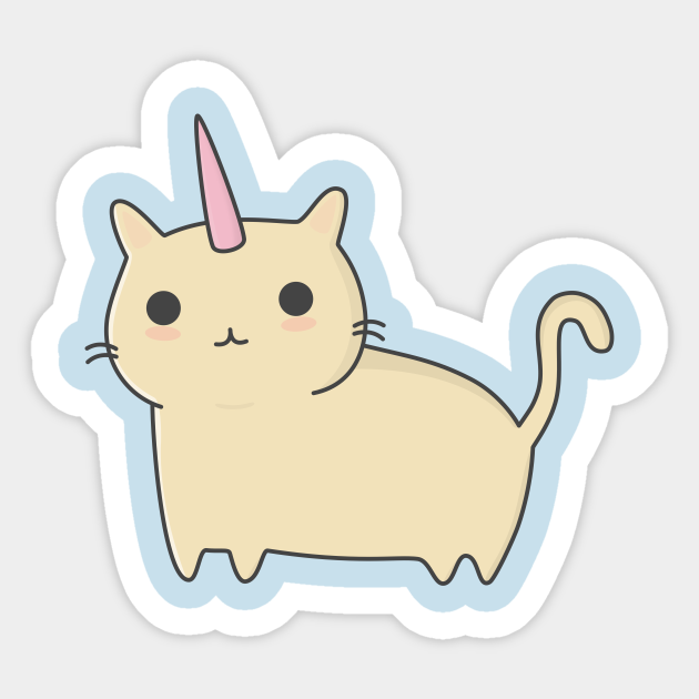Kawaii Unicorn Cat - Cat - Sticker | TeePublic