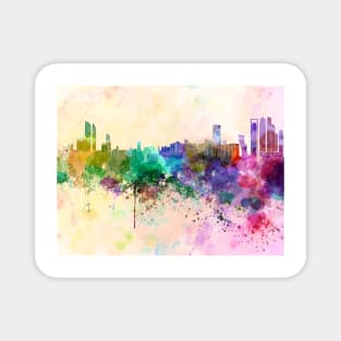 Abu Dhabi skyline in watercolor background Magnet