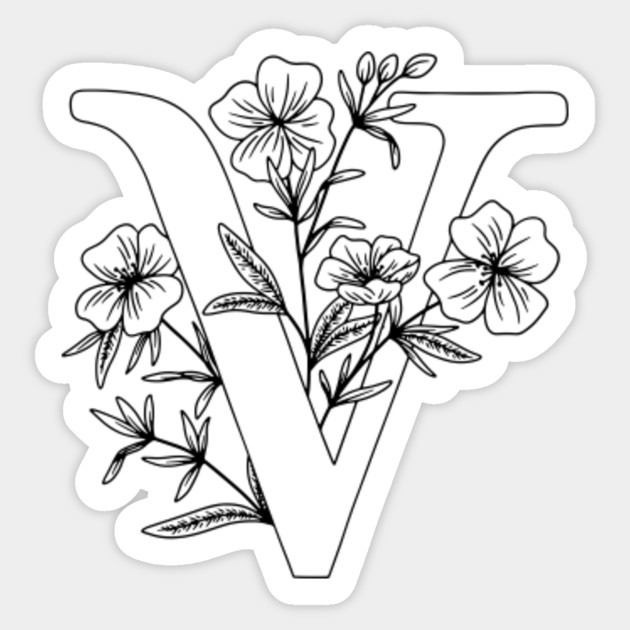 Floral Letter V Floral Letter V Sticker Teepublic Au
