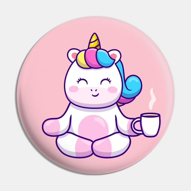 Cute Unicorn Yoga Holding Coffee Pin by Catalyst Labs