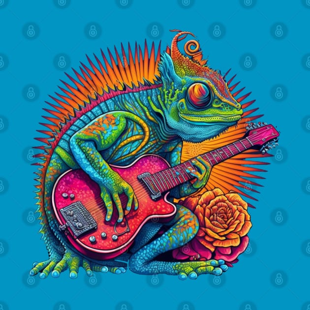 Chameleon With Guitar by Aaron Ochs