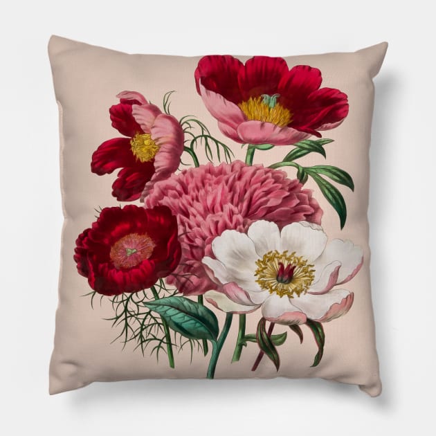Bouquet of peonies Pillow by CatyArte