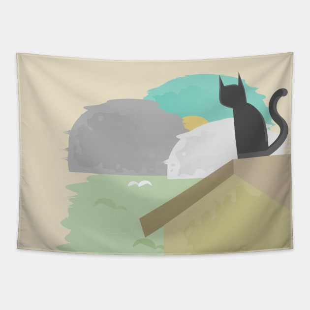 Sunrise cat Tapestry by tamir2503