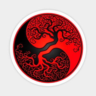 Red and Black Tree of Life Yin Yang Magnet