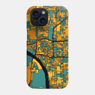 Tulsa Map Pattern in Orange & Teal Phone Case