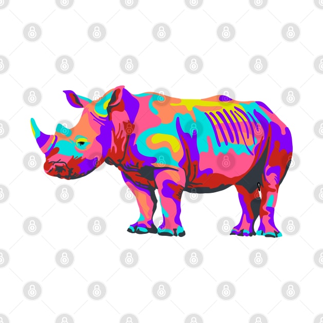 Rainbow Rhino by Slightly Unhinged