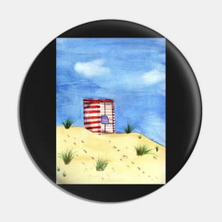 Hot Summer Day at the Beach Watercolor Painting Pin