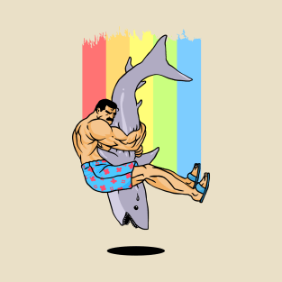 Shark Wrestling Summer Champion Rainbow T-Shirt